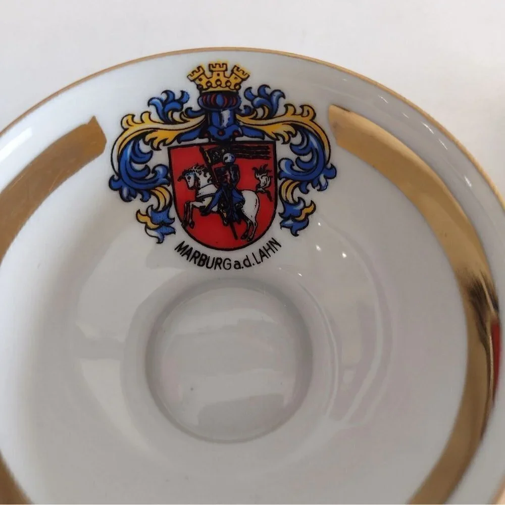 Arzberg Bavaria Porcelain Morburg a.d. Lahn Germany Demitasse Teacup Saucer Gold